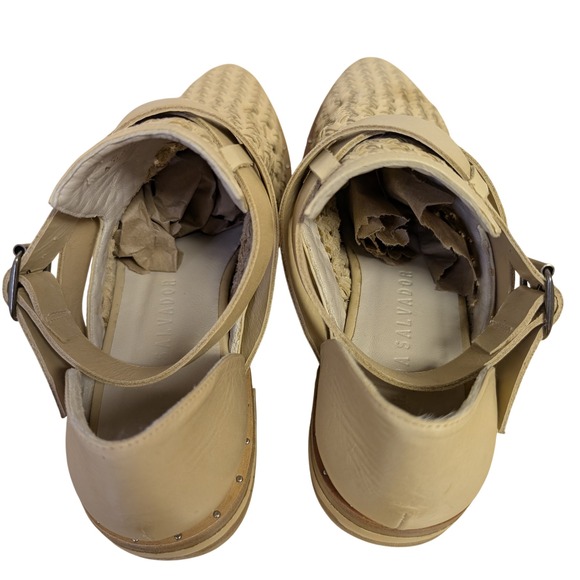 Freda Salvador Nude Spark Ankle‎ Strap Booties Woven Leather Boho Chic 7 NWOB - Picture 8 of 11